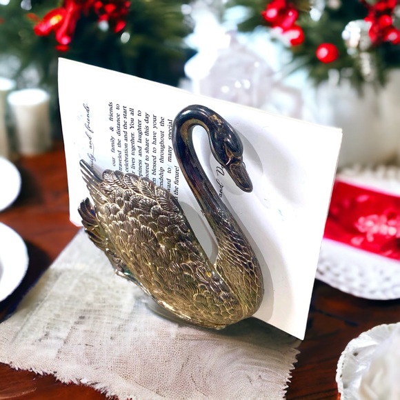 Godinger Other - Signed Silver Plated Swan Napkin Holder Letter Holder Centerpiece Vintage Dining